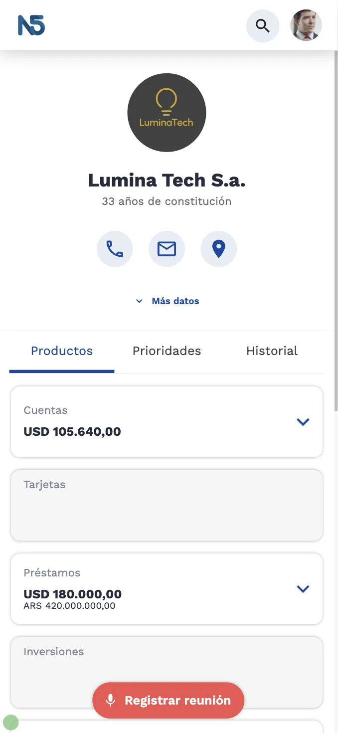 CRM mobile — registro de reunión 2