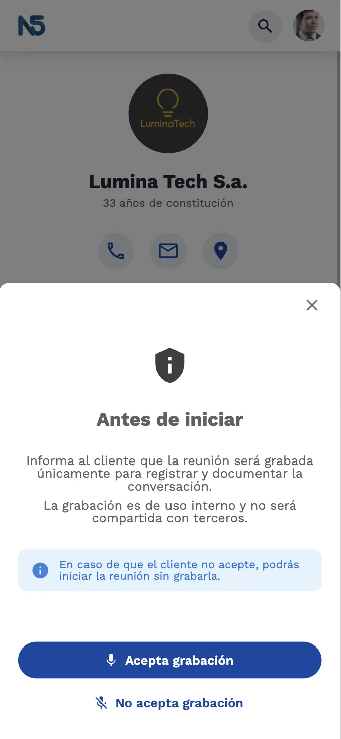 CRM mobile — registro de reunión 3